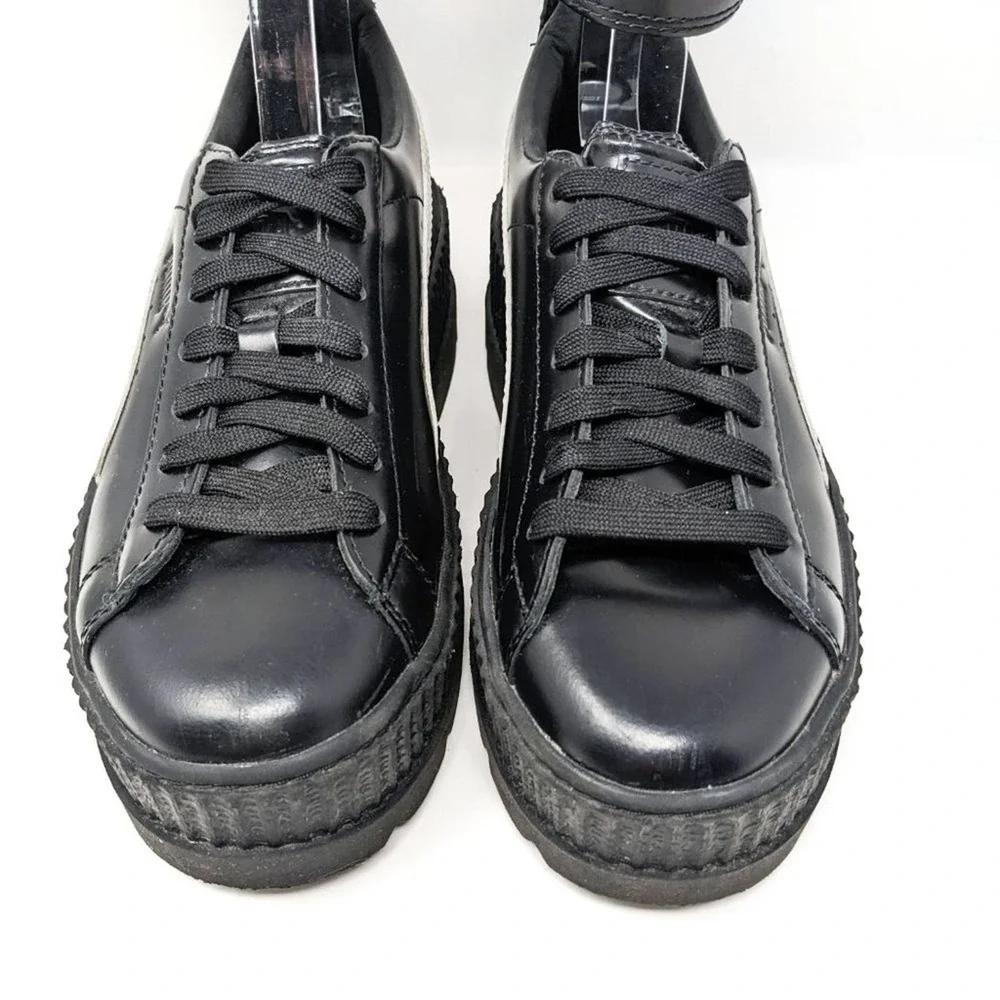 Puma Fenty Womens 9 Ankle Strap Creepers Platform Black Leather Sneakers EUC - Picture 6 of 10